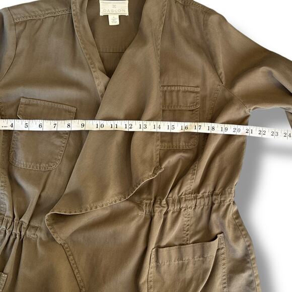 Caslon Jacket Size Medium Waterfall Draped Front Warm Brown Neutral Soft Tencel - Picture 5 of 6